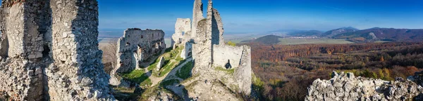 Abandoned ruins of medieval Plavecky castle in autumn