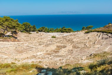Antik şehir Kamiros (Island, Rodos, Yunanistan görünümünü)