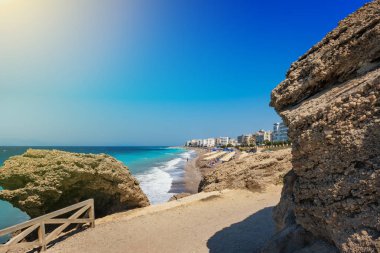 Ege plaj şemsiye şehir Rodos (Rhodes, Yunanistan)
