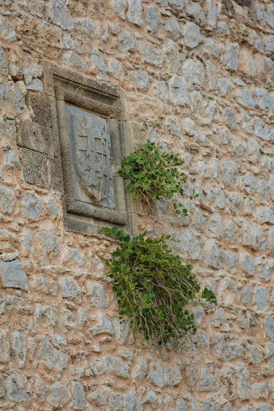 Escudo Armas Los Grandes Maestros Pared Del Castillo Kritinia Isla — Foto de Stock