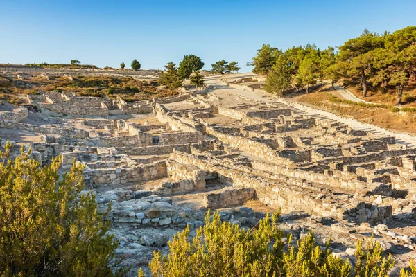 Case Ellenistiche Nell Antica Città Kamiros Isola Rodi Grecia — Foto Stock