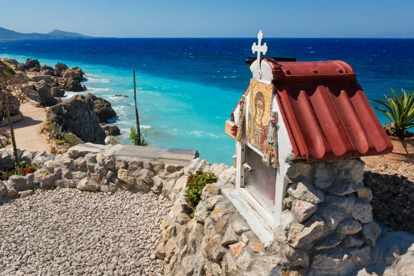 Santuario Ortodoxo Griego Costa Del Egeo Isla Rodas Rodas Grecia — Foto de Stock