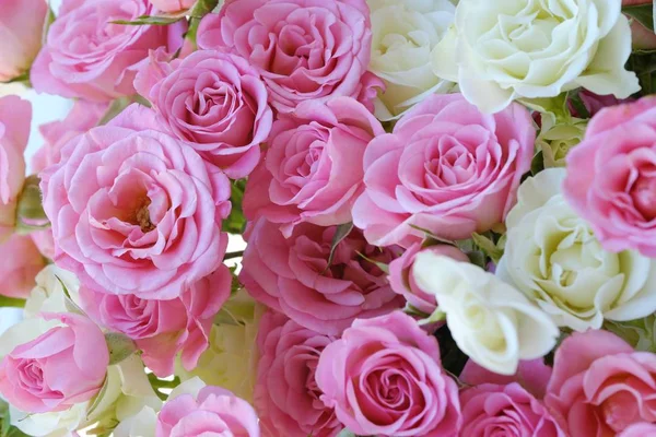 Güzel beyaz ve pembe gül buketi