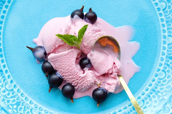 Eis aus schwarzen Johannisbeeren und Beeren — Stockfoto