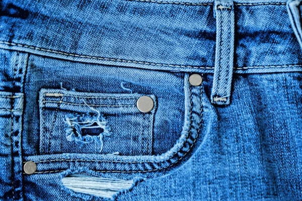 Calça jeans jeans azul com bolso e botões — Fotografia de Stock