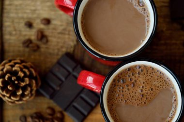 Leziz kakao ve çikolata ahşap tablo