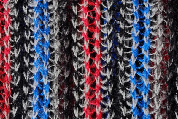 Ylle stickad halsduk blå röd vit färger — Stockfoto