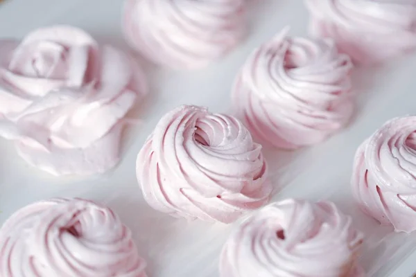Fresh Delicious Dessert Berry Marshmallows Table — Stock Photo, Image