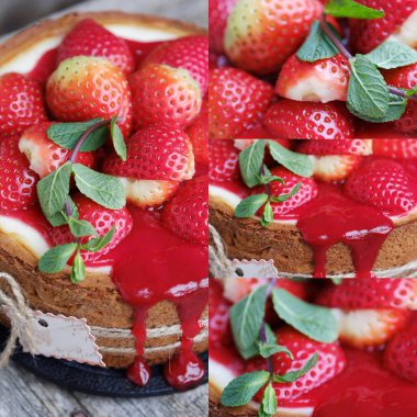 Çilek ve nane ile lezzetli güzel peynirli kek 