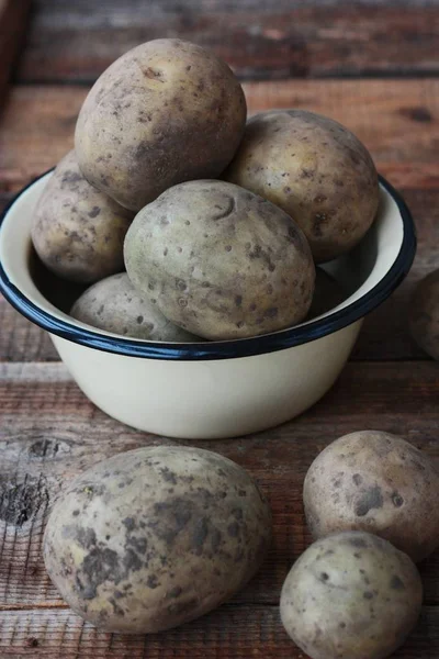 Fresh Potatoes Bowl Table — Stock Photo, Image