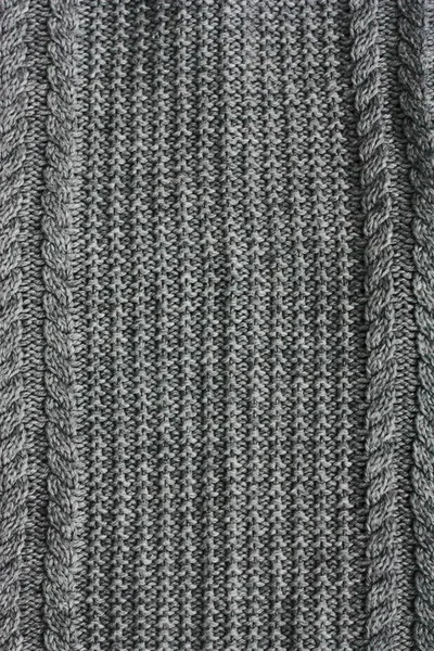Frumos Tricotat Pulover Gri Închide Vederea — Fotografie, imagine de stoc