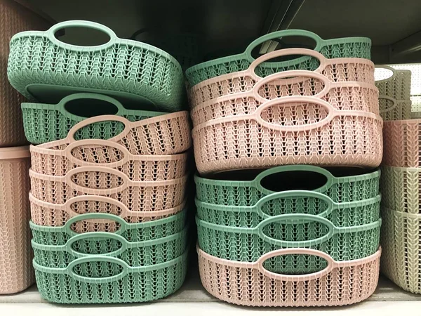 Green and pink baskets for home view