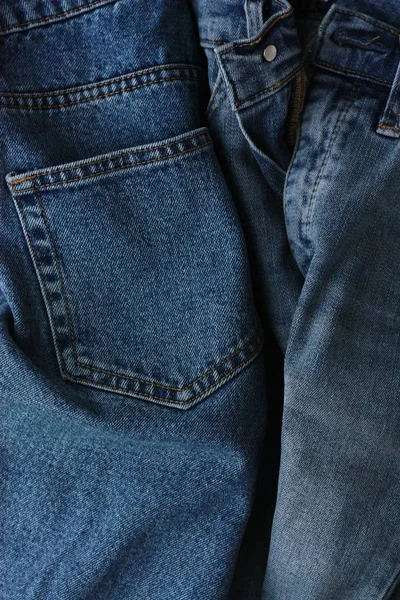 Schöne Blaue Jeans Mit Taschen Aus Nächster Nähe — Stockfoto