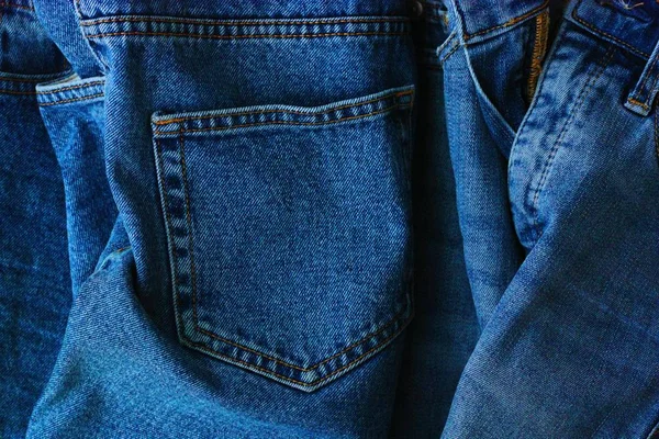 Bellissimi Jeans Blu Con Tasche Vicino — Foto Stock