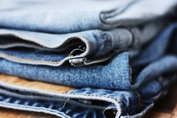 Schöne Blaue Jeans Mit Taschen Aus Nächster Nähe — Stockfoto