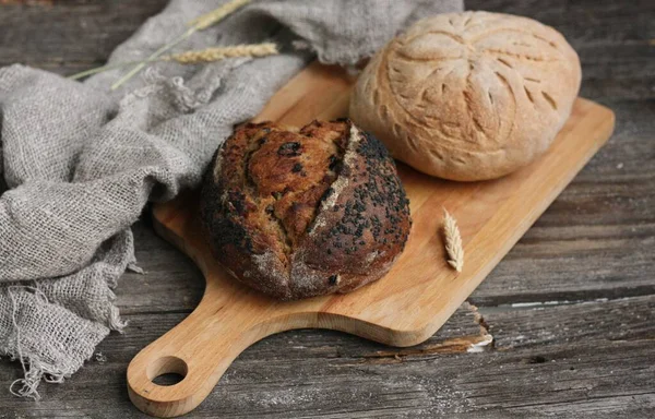 Vers Zelfgemaakt Brood Tafel Macro — Stockfoto