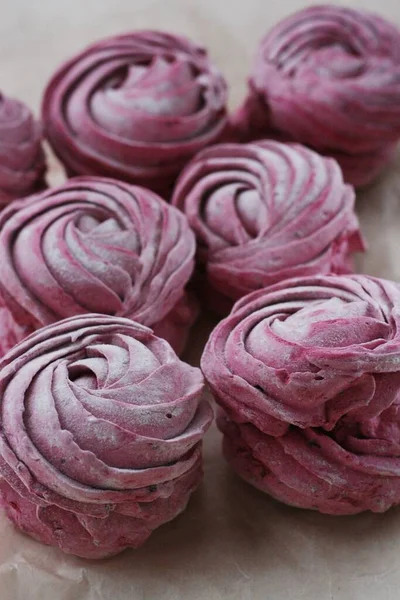 Delicious Fresh Black Currant Marshmallows Breakfast Macro — Stockfoto