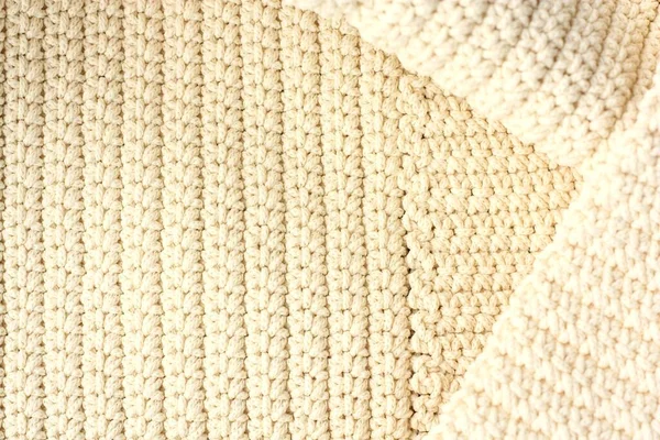 Beautiful Beige Knitted Fabric Close View — Stock Photo, Image