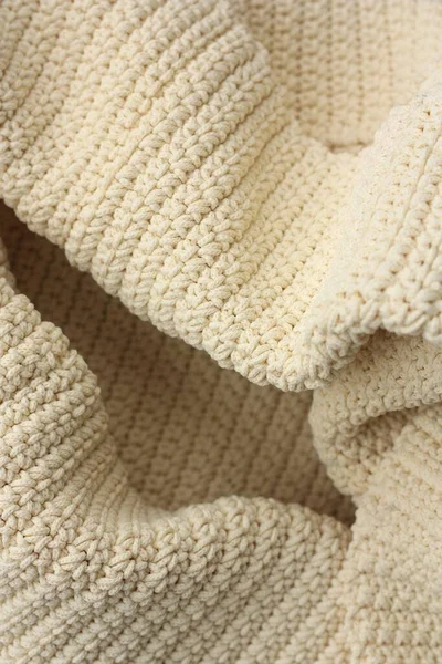 Schöne Beige Strickwaren Nahaufnahme — Stockfoto