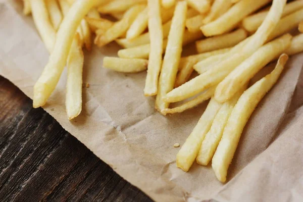 Batatas Fritas Frescas Macro Café — Fotografia de Stock