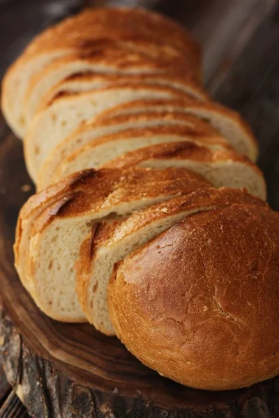 Delicioso Pan Fresco Una Mesa Madera — Foto de Stock