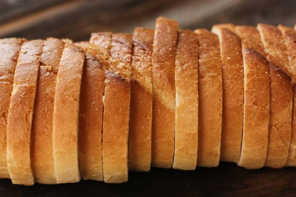 Delicioso Pão Fresco Uma Mesa Madeira — Fotografia de Stock