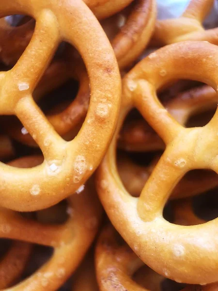 Delicious Pretzels Salt Table — Stock Photo, Image