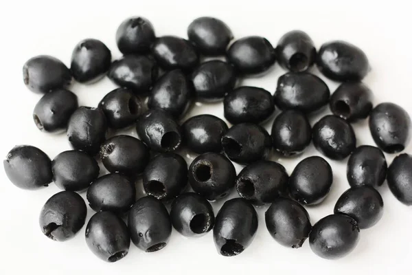 Delicious Black Olives White Plate — Stock Photo, Image