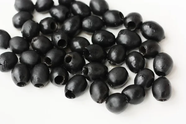 Delicious Black Olives White Plate — Stock Photo, Image