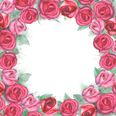 Tebrik kartı suluboya el ile pembe Gül boyalı