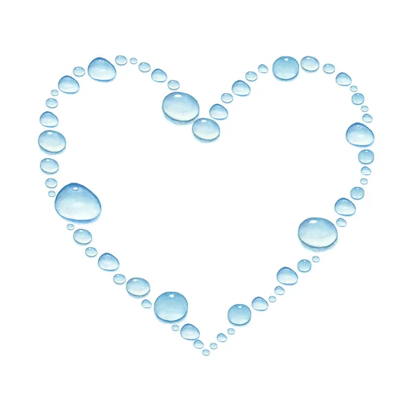 Coração com gotas de água aquarela, isolado em fundo branco — Fotografia de Stock