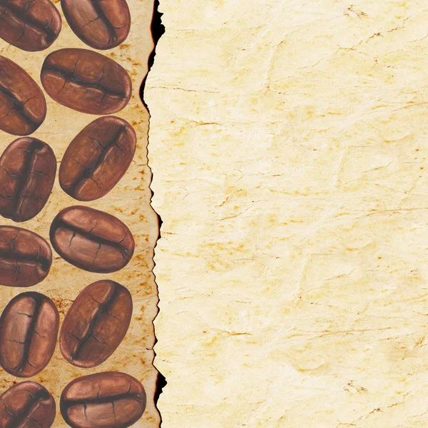 Watercolor hand painted coffee beans on old paper background. — Stock Photo, Image