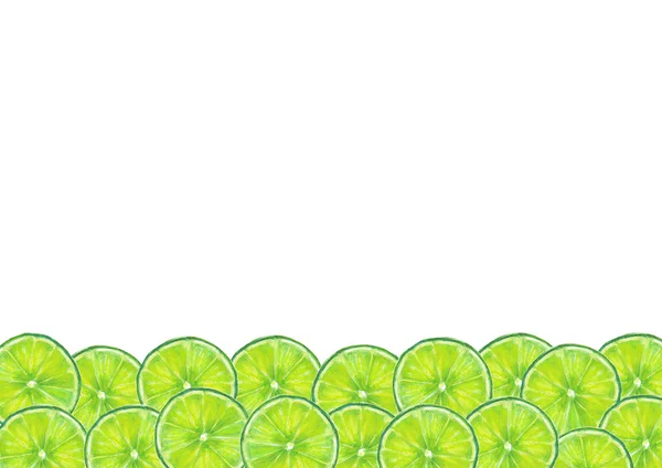 Aquarelle fruits citron vert tranches cadre — Photo