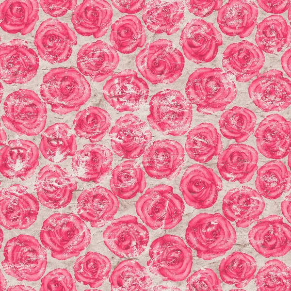 Patrón sin costuras con rosas rosadas sobre fondo de papel viejo . —  Fotos de Stock