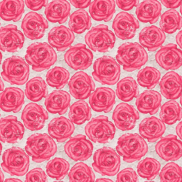 Gamla papper bakgrund med sömlös rosor mönster — Stockfoto