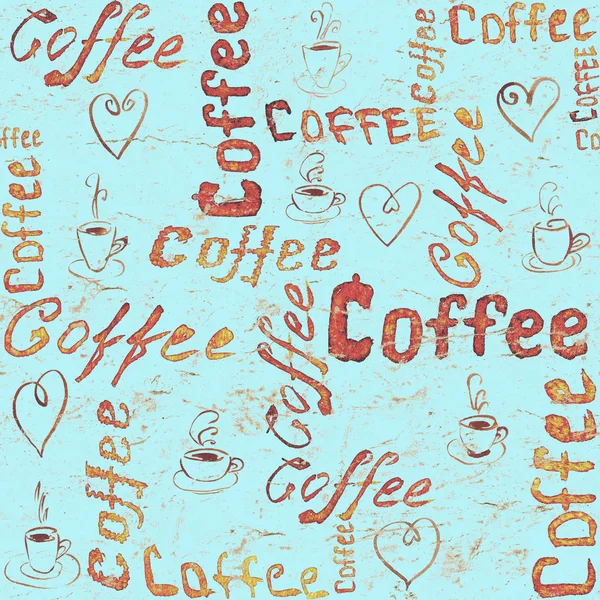 청록색 원활한 커피 패턴 — 스톡 사진