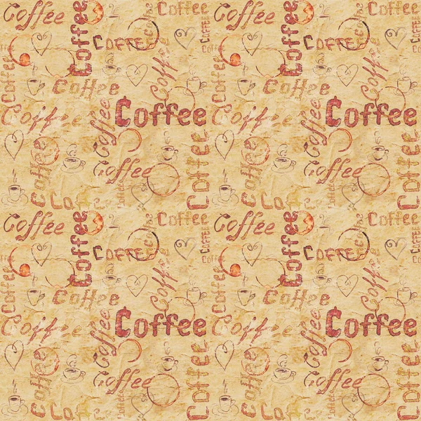 Papel velho padrão de café sem costura — Fotografia de Stock