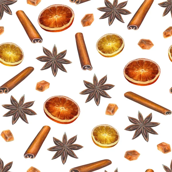 Christmas spices seamless pattern — Stock Photo, Image