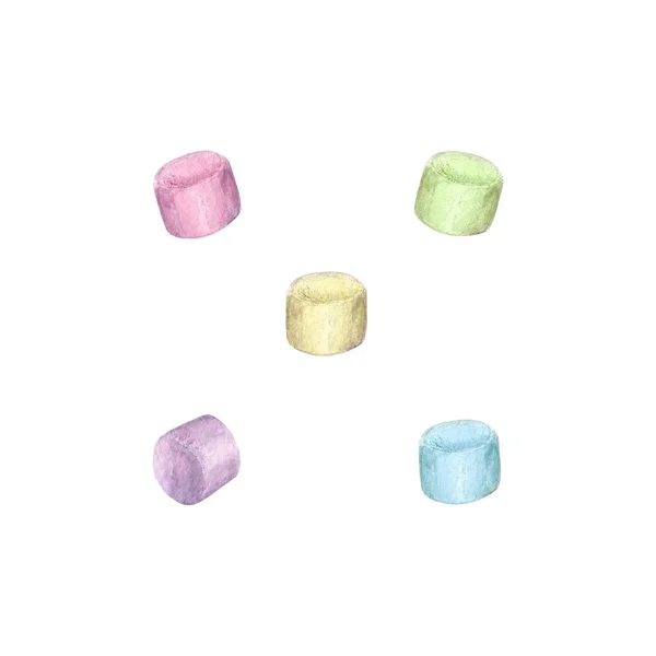 Watercolor marshmallow set — Stock Photo, Image