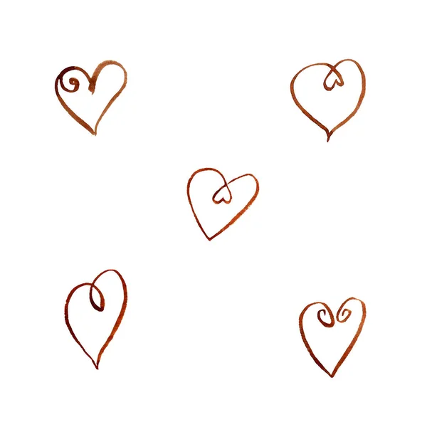Uppsättning av akvarell kaffe hjärtan — Stock vektor