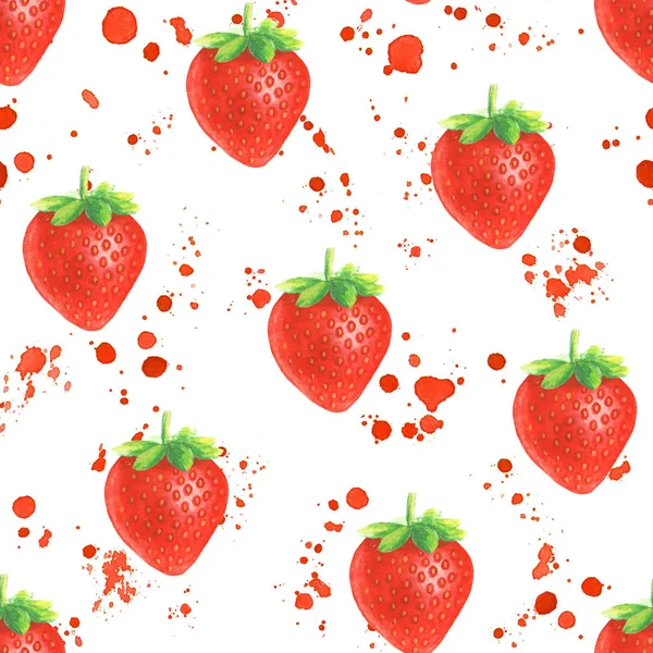 Modèle de fraise avec éclaboussures — Photo
