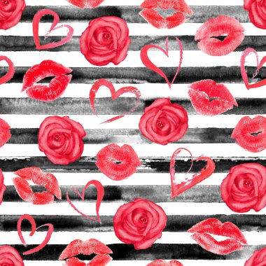 Gül çizgili seamless modeli 