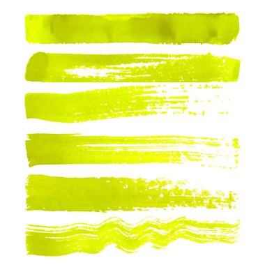 Set of yellow brush strokes clipart