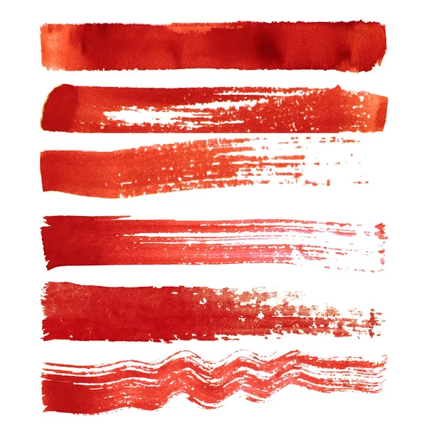 赤いブラシ ストロークのセット — ストック写真