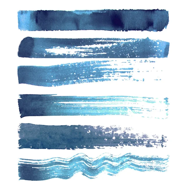 Set de pinceladas azul marino —  Fotos de Stock