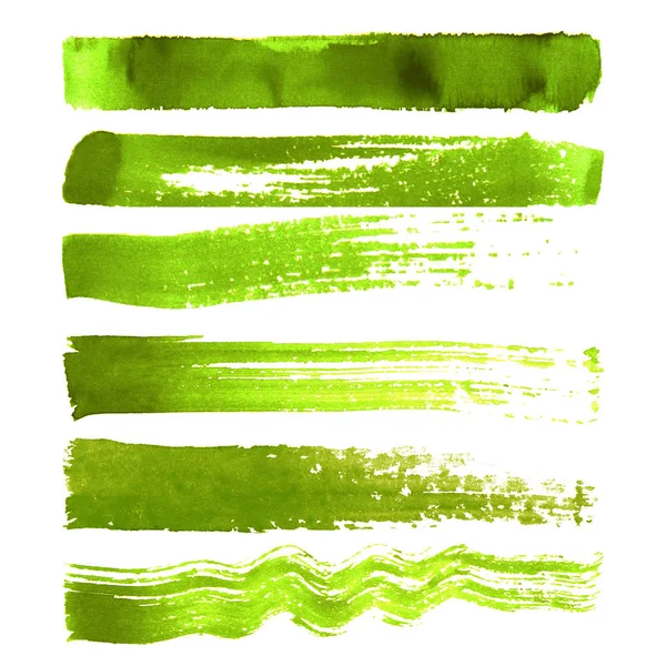 Yeşil fırça darbeleri kümesi — Stok Vektör