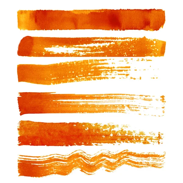 Set of orange brush strokes — Stock Vector