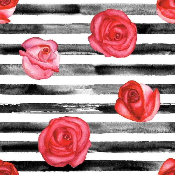 Red roses and black stripes — Stock Photo, Image