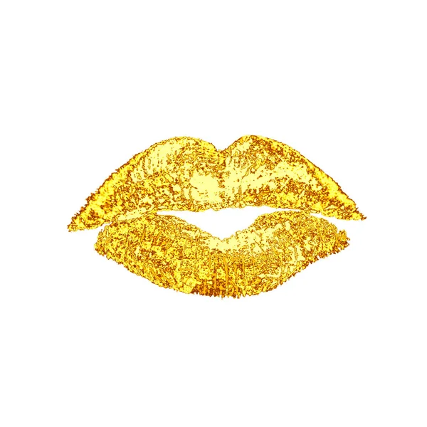 Oro labios de lujo beso rastro — Vector de stock