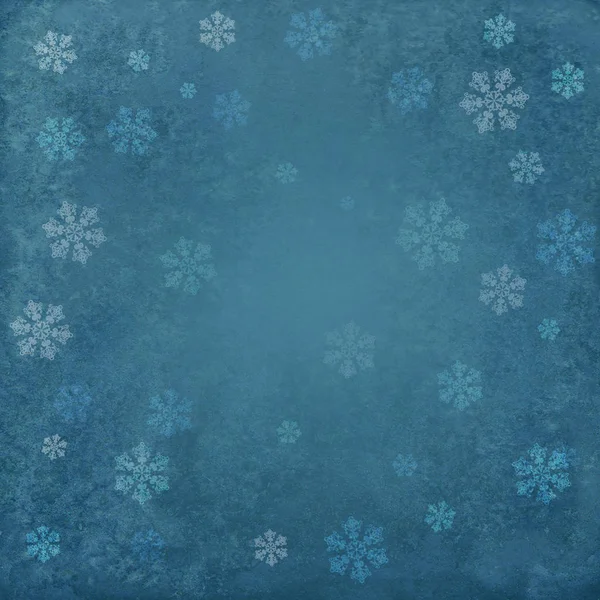 Fondo azul invierno con copos de nieve — Foto de Stock